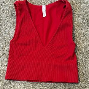 Nikibiki Red V-Neck ribbed crop top red onesie